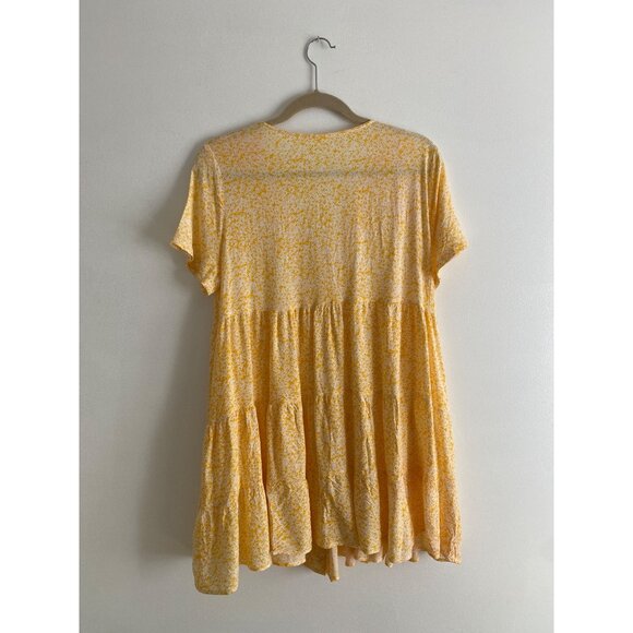 Yellow Floral Button Up Tiered Mini Dress By Carole Christian - Women's Size M - Picture 3 of 6